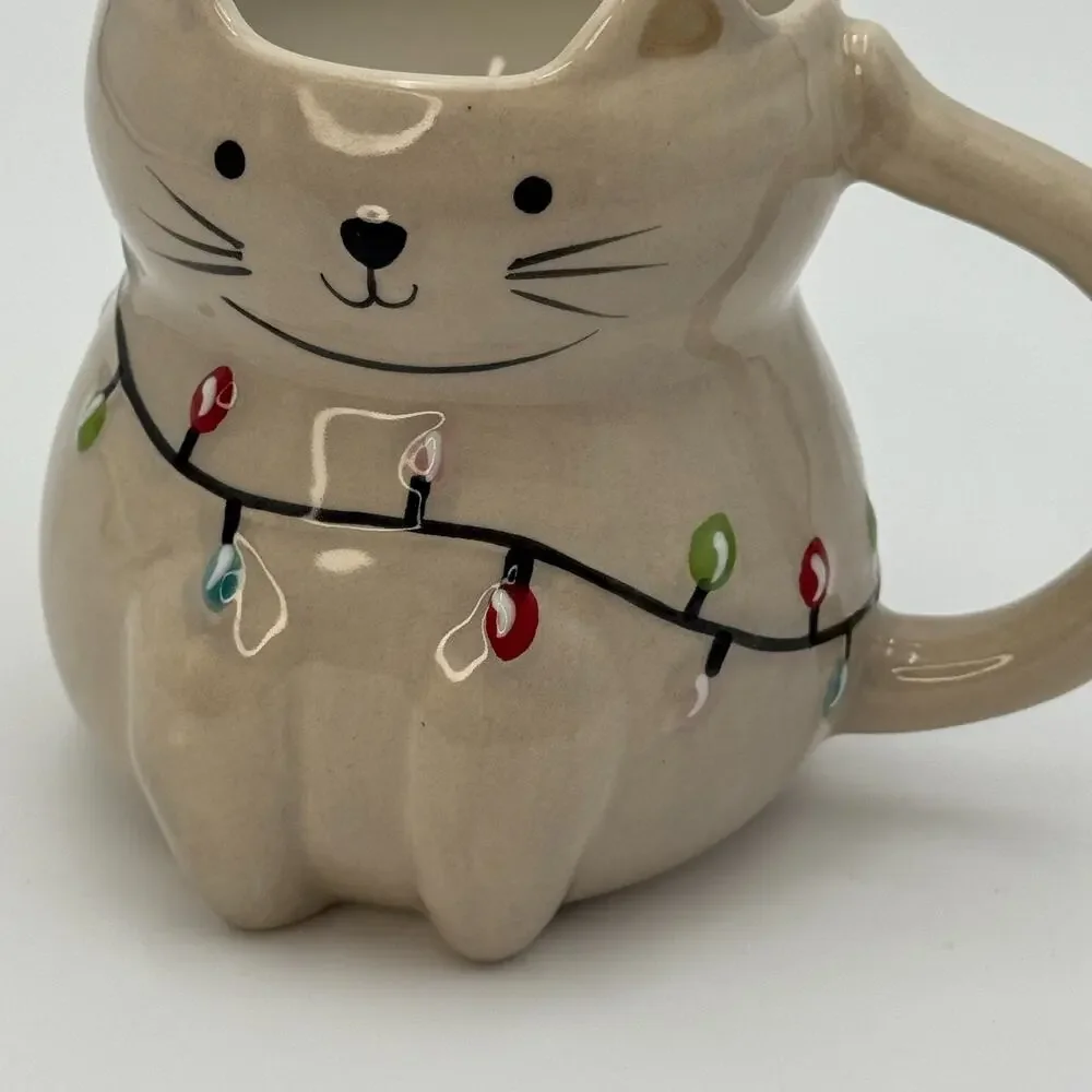 Wondershop‎ 2024 Stoneware Cat Mug Holiday Figural Coffee Cup Target NEW